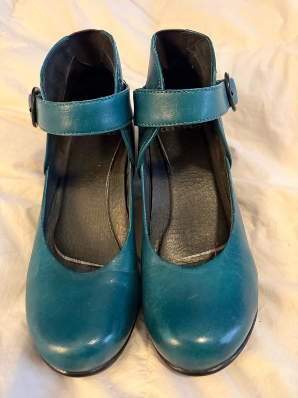 Teal Cross-Strap Mary Jane Heels - Women - Picture 3 of 6